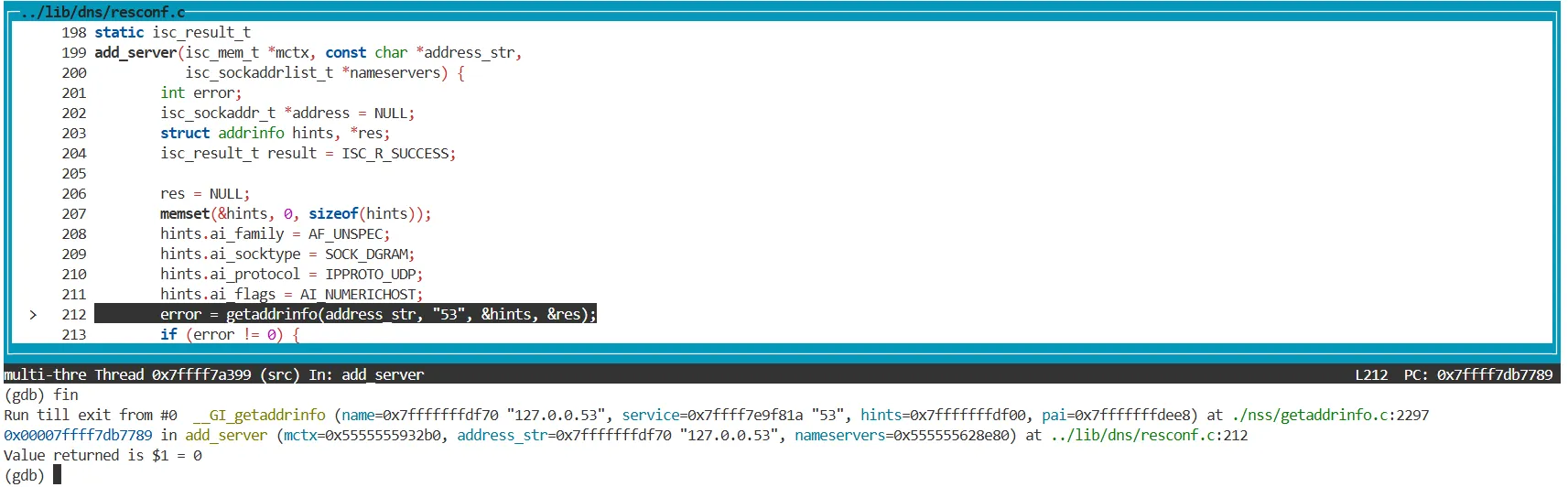 dig 也调用了 getaddrinfo